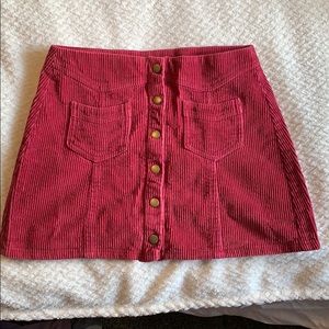 size small, red, corduroy skirt